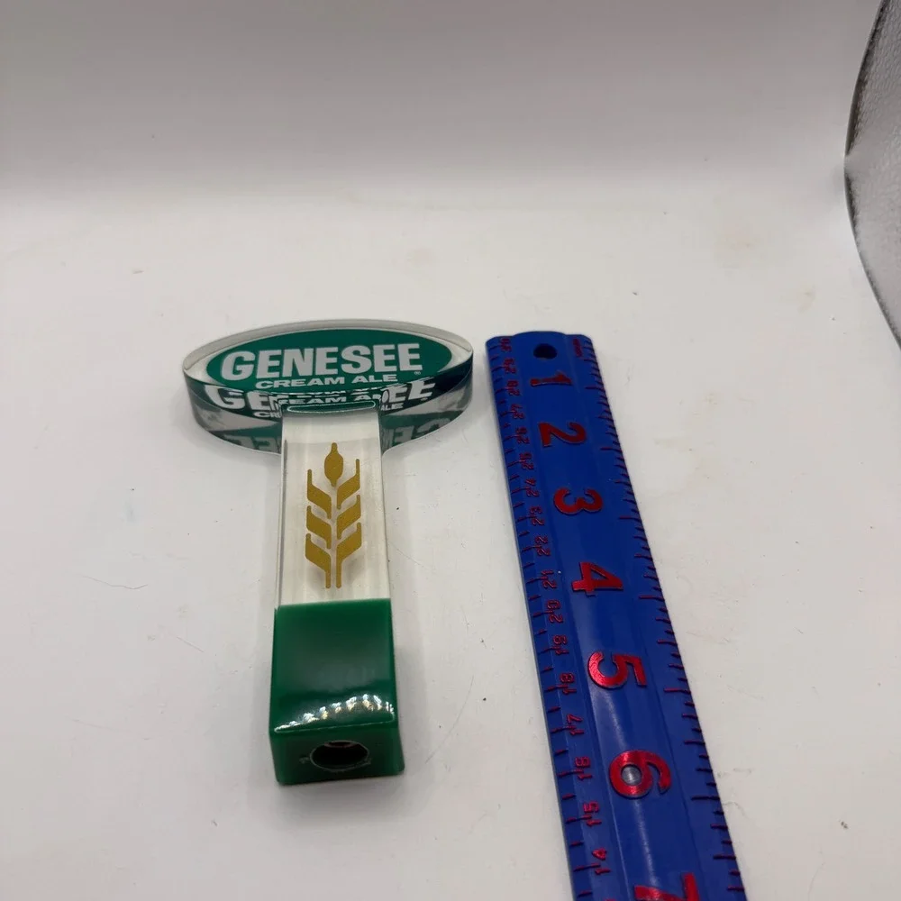 Genesee Cream Ale Beer‎ Tap Handle Lucite Acrylic Green Gold Wheat Barware 5.5